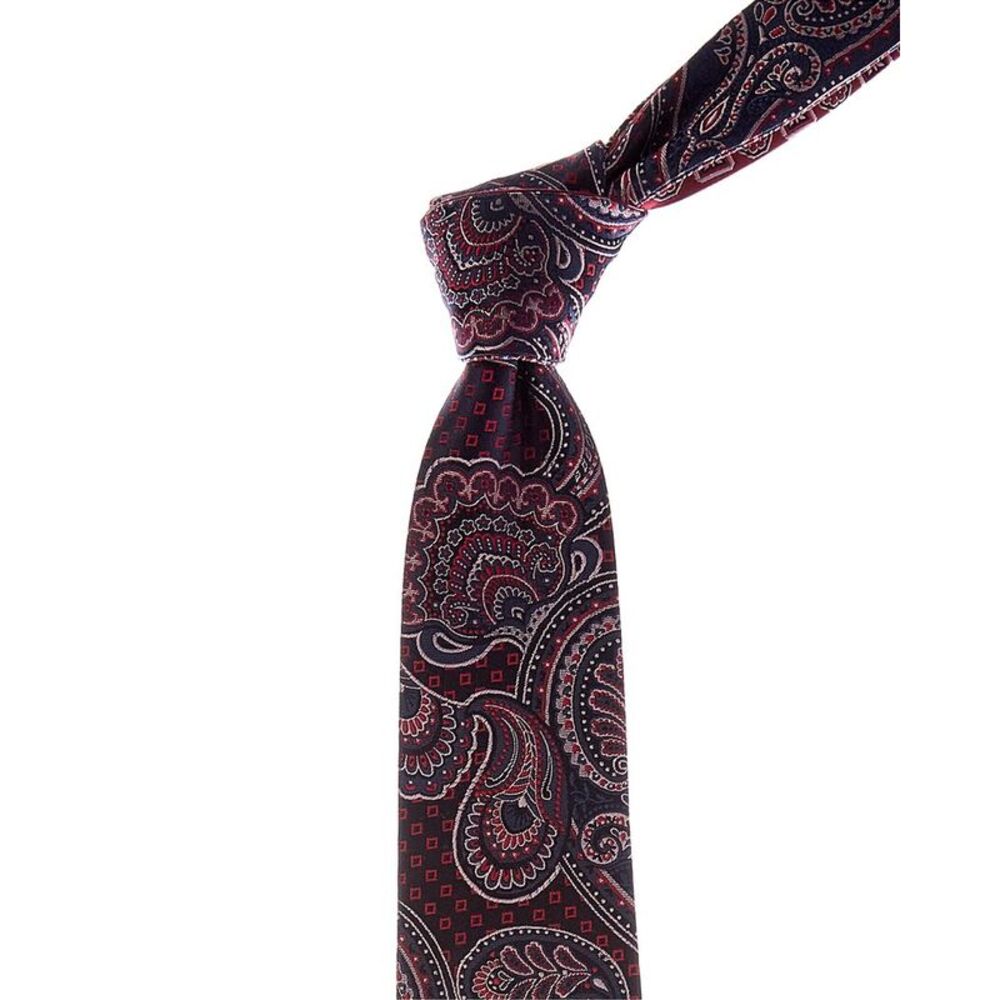 Canali Red & Blue Paisley/Medallions Reversible Silk Tie